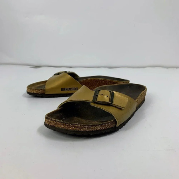 Birkenstock Womens Madrid Sand Color Leather Comfort Single Strap Sandals Sz 7.5 - Picture 1 of 16